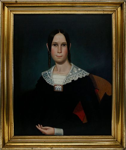American Portrait of a Young Woman, New York, circa 1860, Attrib. Thomas Waterman Wood