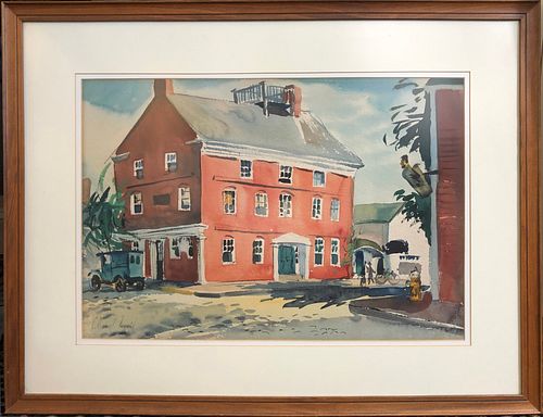 C. Robert Perrin Watercolor on Paper "Customs House" Nantucket
