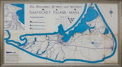 Robert Newton Mayall "The Highways, Byways and Notways" Map of Nantucket Island