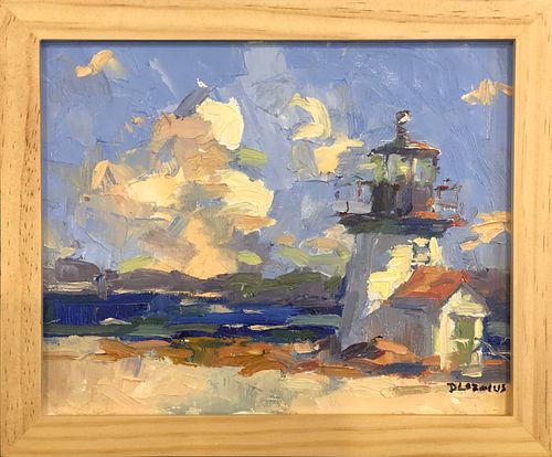 David Lazarus Oil on Artist Board "Brant Point Nantucket"