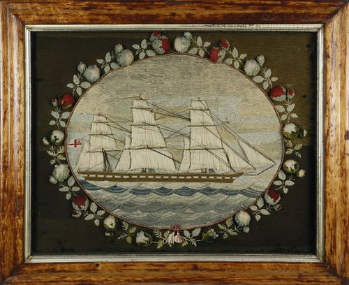 English Woolie with British Man O' War Central Cartouche, 19th Century