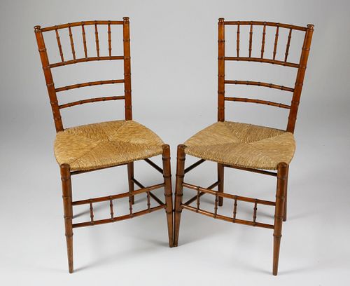Pair of Bamboo-Turned Ballroom Chairs, 19th Century