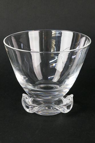 Signed Steuben Clear Crystal Footed Bowl with Shaped Base