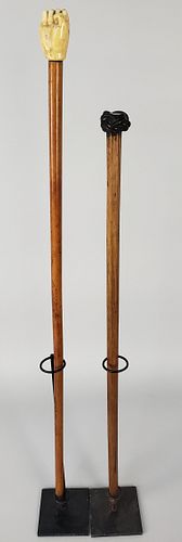Two Antique Sailor Made Walking Sticks