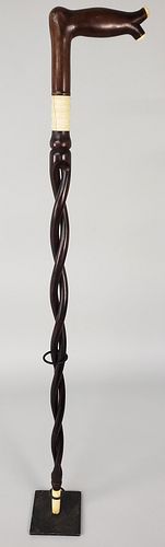 Antique Whalebone and Open Twist Rosewood Cane