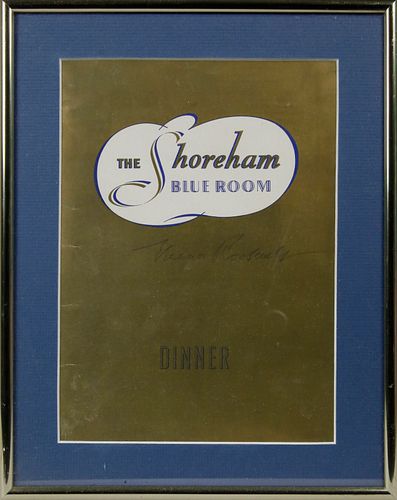 Eleanor Roosevelt Autographed Dinner Menu "The Shoreham Blue Room", Washington, DC
