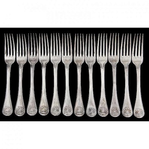 Set of (12) George III Silver Dinner Forks by Paul Storr 