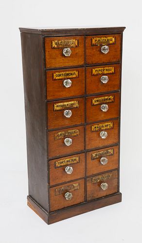 Twelve Drawer Apothecary Cabinet, 19th Century