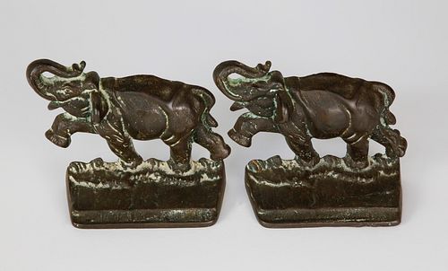 Pair of Petite Brass Elephant Bookends