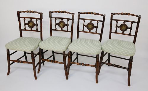 Set of Four Regency Ballroom Chairs, 19th Century