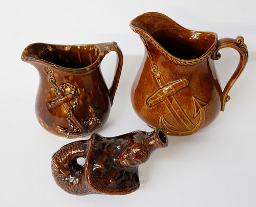 Brown Glazed Earthenware Nautical Ceramics, 19th Century