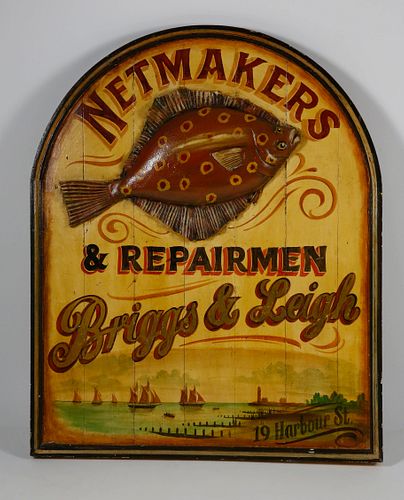 Contemporary Sign "Netmakers & Repairmen Briggs & Leigh"