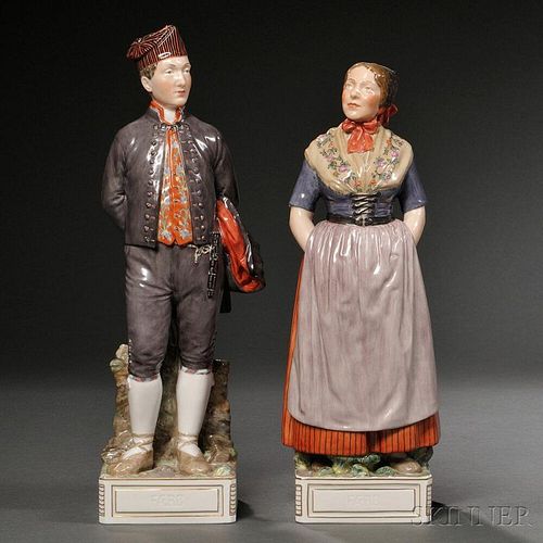 Pair of Royal Copenhagen Porcelain Faero Islands Figures