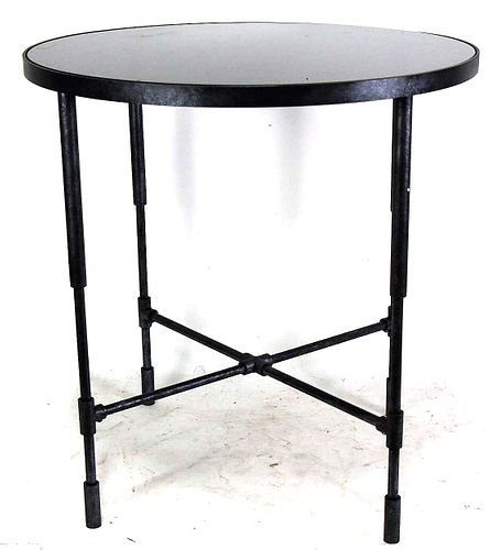 VANDE SMOKED GLASS TOP IRON BASE SIDE TABLE