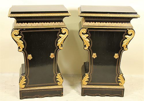 PAIR OF NAPOLEON III LACQUERED PEDESTAL CABINETS