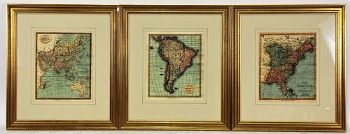 THREE FRAMED & MATTED GICLEE MAPS