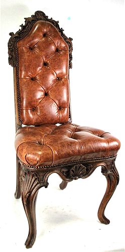 19th CENTURY CARVED FRENCH STYLE SIDE CHAIR
