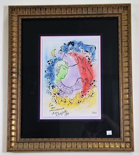 MARC CHAGALL "POUR ANNE AMICALEMENT" SIGNED, 1979