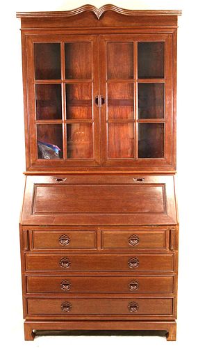 ROSEWOOD SLANT FRONT SECRETARY WITH HUTCH