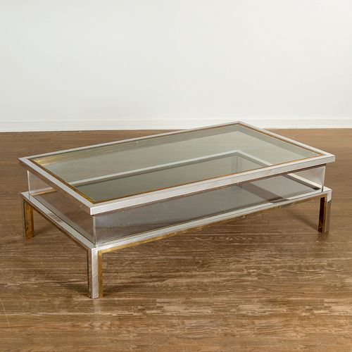 Jansen, chrome and bronze vitrine coffee table