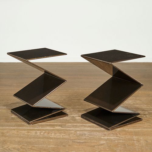 Gerrit Rietveld (style), pair zigzag side tables