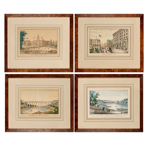 N. Currier, (4) hand-colored lithographs, 1849-52