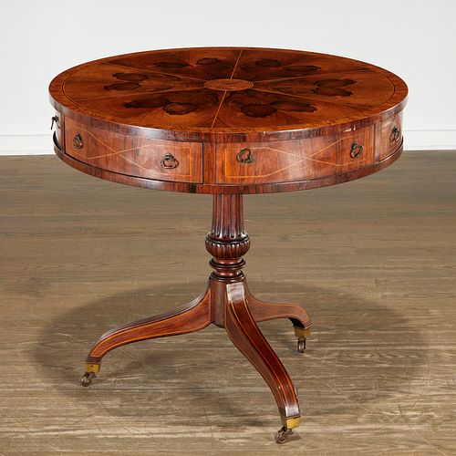 Regency inlaid figured rosewood center table