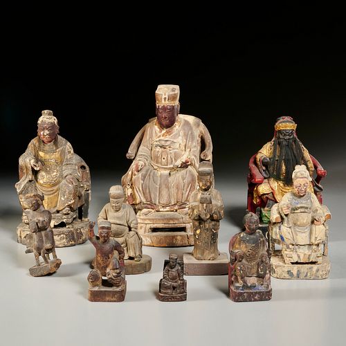 Collection Chinese carved wood figures