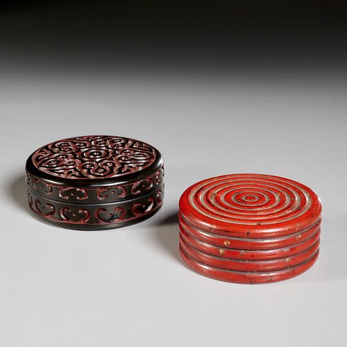(2) Cinnabar lacquered boxes, incl. Yuan style