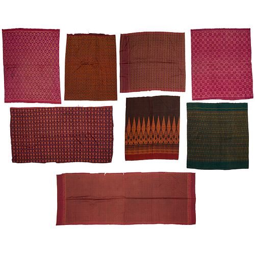 (8) old Southeast Asian silk Ikat textiles