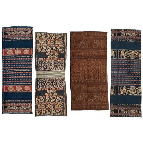 (4) vintage Southeast Asian Ikat sarongs