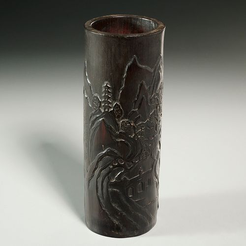 Chinese carved bamboo brush pot