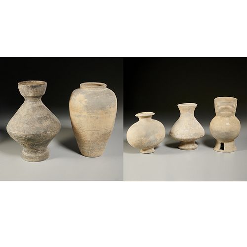 (5) early Chinese & Korean grey pottery vessels