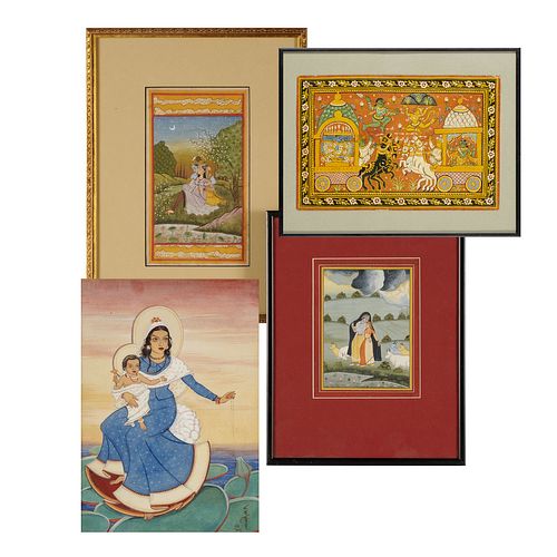 (4) Mughal School paintings