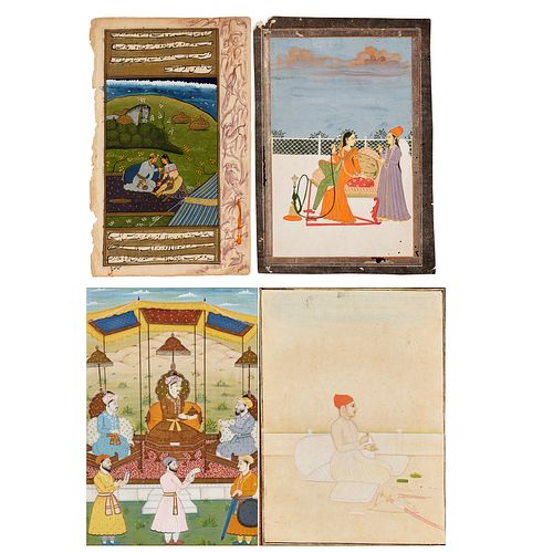 Mughal School, (4) gouache paintings