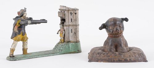 A late 19th / early 20th century William Tell mechanical bank and Fido still bank