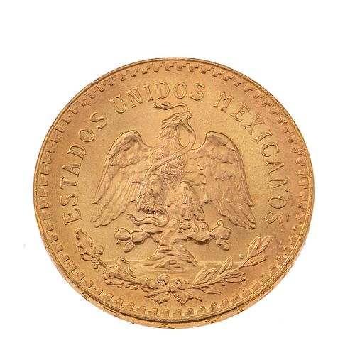 Moneda de 50 pesos en oro amarillo de 21k. Peso: 41.7 g.