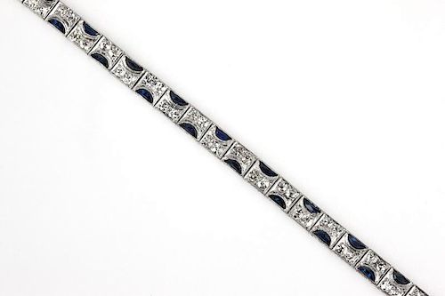 An Art Deco diamond and gem bracelet
