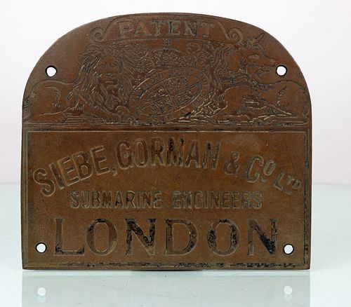 Siebe Gorman & Co Ltd Brass plaque NOS