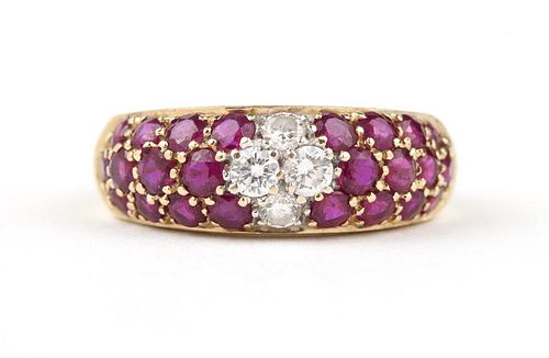 A ruby, diamond and gold band