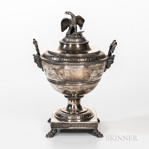 Sterling Silver Covered Urn Commemorating Commodore Bainbridge and the USS Constitution's Capture of the Java on December 29, 1812