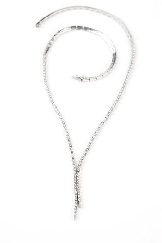 A diamond and white gold waterfall necklace