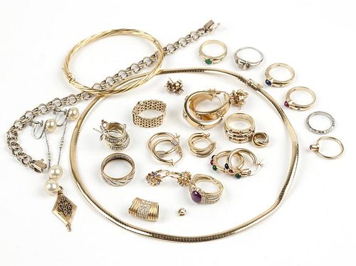 A collection of diamond, gem and gold jewelry