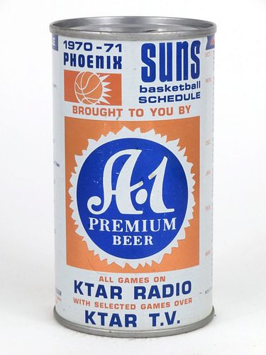 1969 A-1 Premium Beer 1970 Roadrunners Schedule 12oz  T35-10 Bank Top Phoenix, Arizona