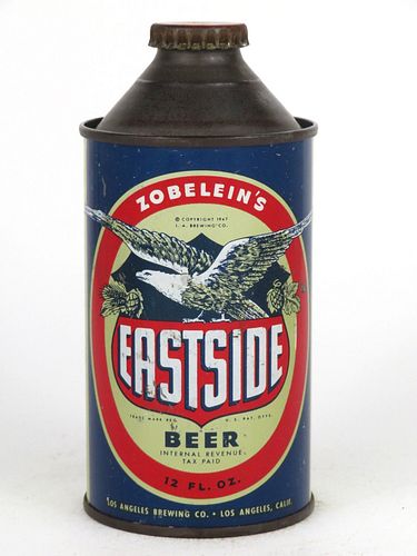 1947 Eastside Beer 12oz  160-12 High Profile Cone Top Los Angeles, California