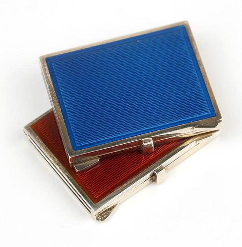 Two small enamel & silver picture frames, Cartier