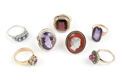 A group of seven antique rings