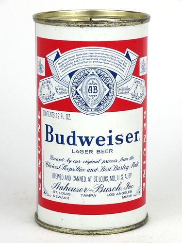 1959 Budweiser Lager Beer 12oz  44-17 Flat Top Saint Louis, Missouri