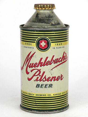 1948 Muehlebach's Pilsener Beer 12oz  174-12.1 High Profile Cone Top Kansas City, Missouri