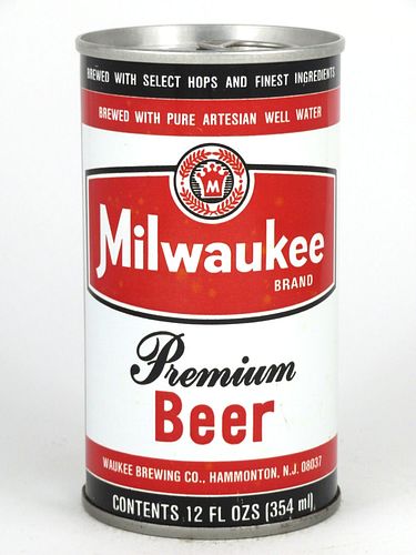 1976 Milwaukee Premium Beer 12oz  94-31 Ring Top Hammonton, New Jersey